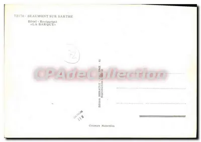 Hotel-Ristorante La Barque — Beaumont-sur-Sarthe — Edizione Hérault — Verso