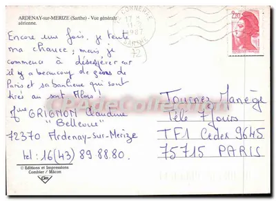 Ardenay-sur-Merize — Ogólny widok z lotu — Editions et Impressions Combier / Mâcon — Rewers