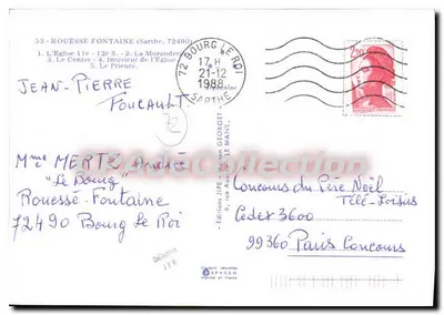 Rouessé-Fontaine — widok miasta, kościoła i jego wnętrza — Éditions Jipé — Rewers
