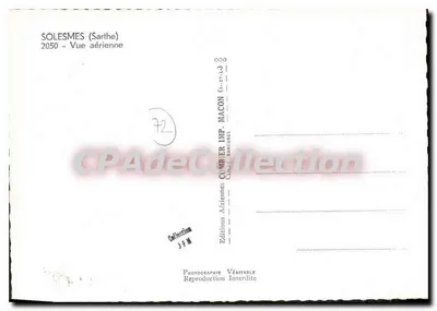 Solemes (Sarthe) — Vista aerea — Edizioni Comber — Verso