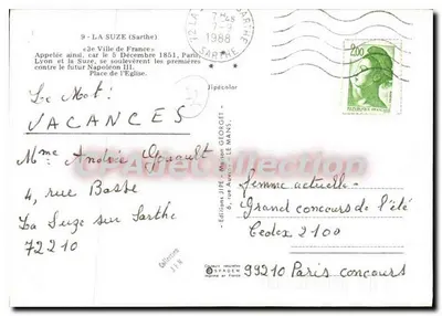 La Suze (Sarthe) — igreja e rua — Edições J.I.P.E. n° 2100 — Verso