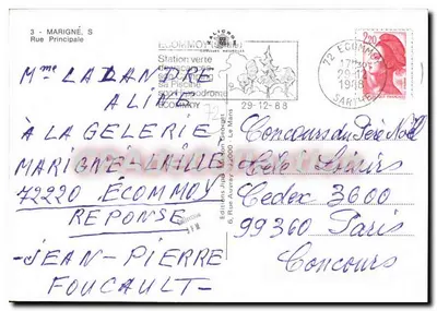 Écommoy — główna ulica — Wydawnictwo J.F. Georget — Rewers