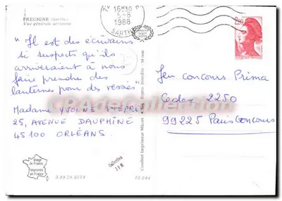 Precigne (Sarthe) — Vista geral aérea — Cuing — Verso
