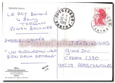 Tresson Sarthe — vista aerea e chiesa — Edizioni & Stampa Combier — Verso