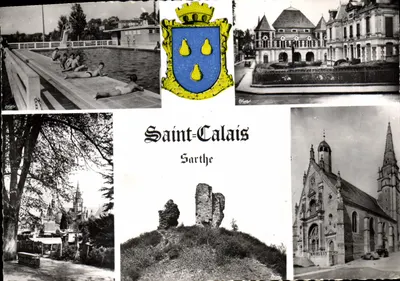 Saint-Calais — Sarthe — collage de vistas locais com brasão