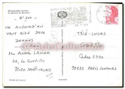 Igreja de São Calais — A Casa de Retiro — Editor Cing, n°100 — Verso