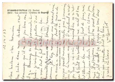 Saint-Mars-d'Outillé (72) — Zamek Segrain — widok z lotnictwa — Rewers