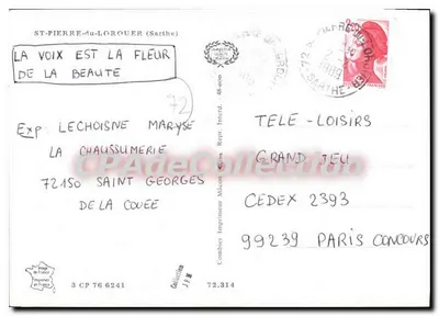 Saint Pierre du Lorouër — widok panoramiczny i zamek — wydawca Conibar Imprimeur — Rewers