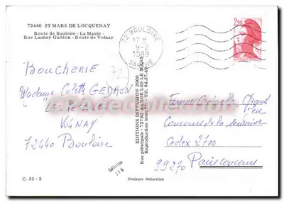 St MARS DE LOCQUENAY — vista da prefeitura e ruas — Éditions Diffusion Naturelle — Verso
