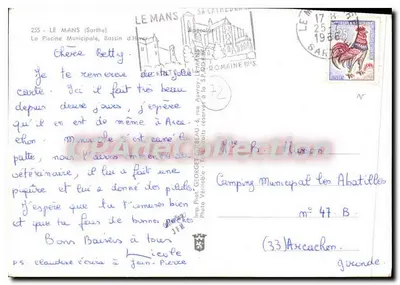 A Piscina Municipal, Piscina de Inverno — Le Mans — Imp. Phot. GEORGET, Le Mans — Verso