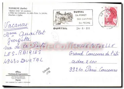 Mansigné — widok stacji termalnej i zamku — Wydawnictwo & Wydruk Combier — Rewers
