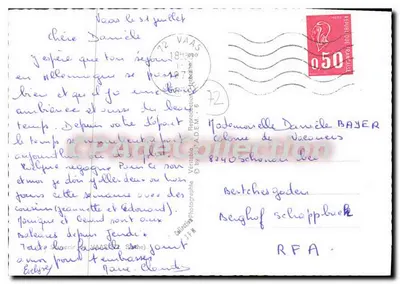 VaaS (Sarthe) — Lembrança de VaaS (Sarthe) — Bilhete postal antigo — Verso