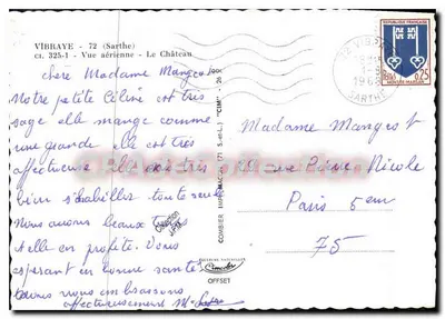 Vibraye (Sarthe) — Widok z powietrza — Zamek — wydawca CIM — Rewers