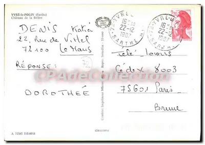 Viver Le Polin (Sarthe) — Castelo da Brière — CPAdeCollection — Verso
