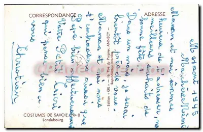Kobieta w tradycyjnym stroju — Saint-Pierre-de-Chartreuse — Wydawnictwo Lanslebourg, N°8 — Rewers