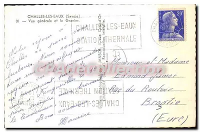 Challes-les-Eaux — Vista geral e o Granier — Janssot — Verso