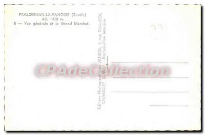 Pralognan-la-Vanoise — Vista geral e o Grande Marchet — Éditions Photographiques JANSOL — Verso