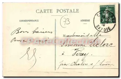 Chambéry — Monument do Centenário da Reunião da Saboia à França — Bilhete postal antigo n°1027 — Verso
