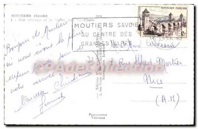 Moutiers (Savoie) — Vista geral e a Valeza em direção a Val-d'Isère — Jansol — Verso