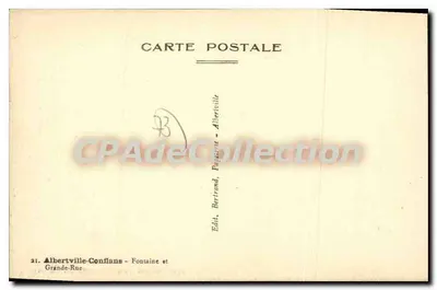 Albertville-Confans — Fontein en Grande-Rue — Uitg. Bortrand — Achterkant