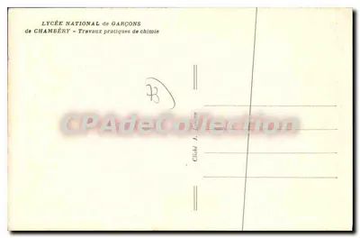 Laboratório de química — Lycée Nacional de Garçons de Chambéry — editor J. Lason — Verso