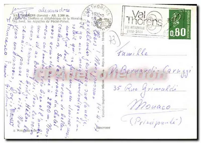 Val Thorens — Chalé do Thorens e teleférico da Moraine — editor CP Ade Collection — Verso