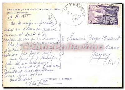 Saint-François-sur-Bugeon — Massif de Belledonne — Wydawnictwo 'Covin' - Chambéry — Rewers