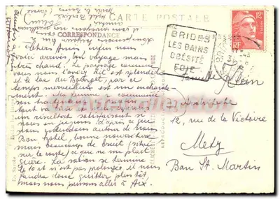 Brides-les-Bains — widok wsi i Mont-Blanca — wydawca nieodczytalny — Rewers