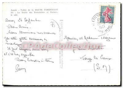 Savoie - Vale da ALTA TARENTAISE — A Traite das Tarentaises e Tarines, à noite — C.M.I. Reprodução Proibida — Verso