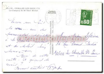 Challes-les-Eaux (73) — O Camping do Monte Saint Michel — Éditions Jansel — Verso