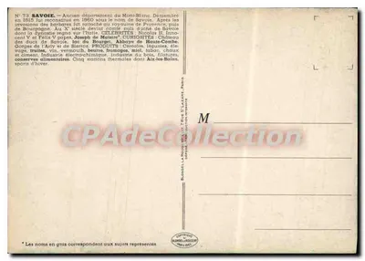 Savoie — Antigo departamento do Mont-Blanco — editor L.P. Pinchon, n°73 — Verso