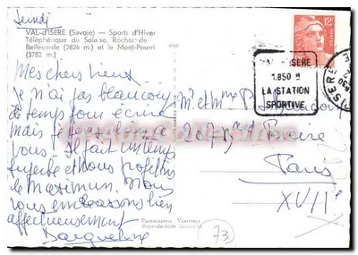 Val-d'Isère (Savoie) — Teleférico do Solaïse e Mont-Pourri — Fotografia Verdadeira — Verso