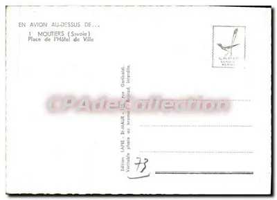 MOUTIERS (Savoie) — Place de l'Hôtel de Ville — Edição LAPIE Service Aérien — Verso