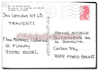Le Planay (Savoie) — Ogólny widok Wielkiego Bec (wys. 3403 m.) i Wierzchołka Vuzelle — wydawca Bim — Rewers