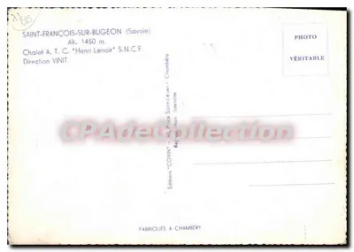 Chalet Henri Lenoir — Saint-François-sur-Bugeon (Savoie) — Wydawnictwo Covin — Rewers