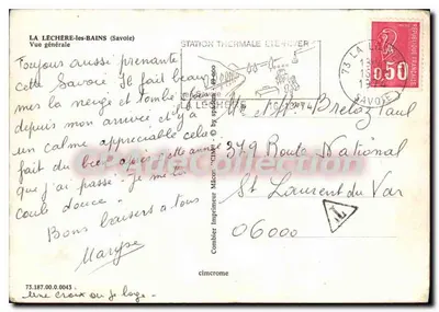 La Léchère-les-Bains (Savoie) — widok ogólny — stacja termalna i rzeka — Wydawca Mâcon — Rewers