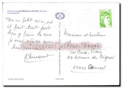 La Léchère-les-Bains (Savoie) — vue générale — Comber Imprimeur Maison — Rewers