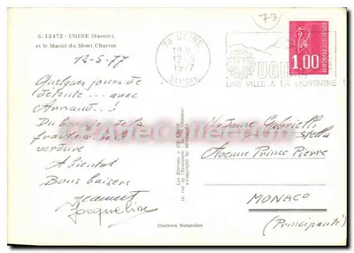 Ugine (Savoie) — widok Massif du Mont Charvin — Wydawnictwo J. Gérald — Rewers