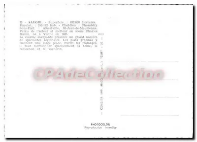 Savoia — Tarjeta postal turística con mapa y paisajes — Photocolor — Reverso