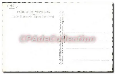 Paryż - Opéra Garnier — widok z zewnątrz — wydawca A. LEONTE, nr 3.013 — Rewers
