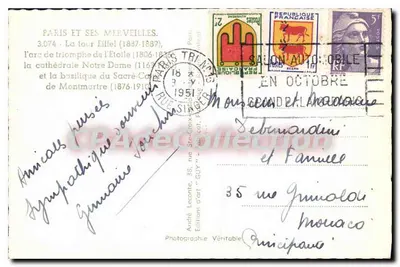 Paris e suas maravilhas — 3.074 — Edições d'Art Guy — Verso