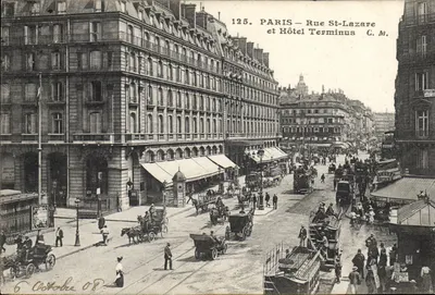 Paryż — Rue St-Lazare i Hôtel Terminus — C.M. nr 125