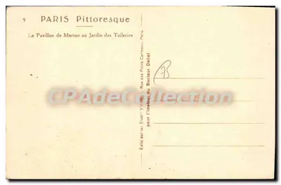 Pavilhão de Marsan no Jardim das Tuileries — Paris — Editado pelos Édits Yvon — Verso