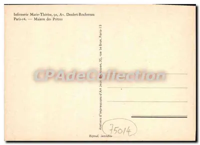 Infirmaria Marie-Thérèse — Dom Duszpasterski — Ateliers d'Impressions d'Art Jean Brun — Rewers