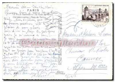 Il Vecchio Montmartre — Piazza del Tertre — Editore Estel, n° 75018 — Verso