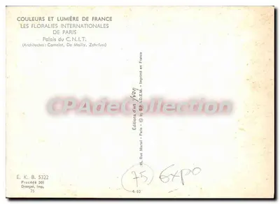 Les Floralies Internationales de Paris — Palais du C.N.I.T. — Éditions Draeger — Rewers
