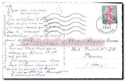 Caen - Stara domowa na ulicy Saint-Pierre — wydawca M. Jacquelin, nr 54 — Rewers