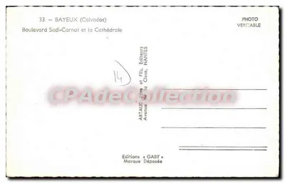 Bayeux — Boulevard Sadi-Carnot und die Kathedrale — Éditions Gaby — Rückseite