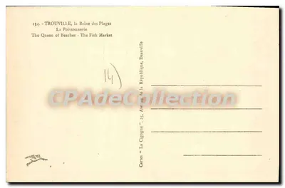 Trouville, a Rainha das Praias — O Mercado de Peixes — Cartas 'A Garça', 35, Avenida da República, Deauville — Verso