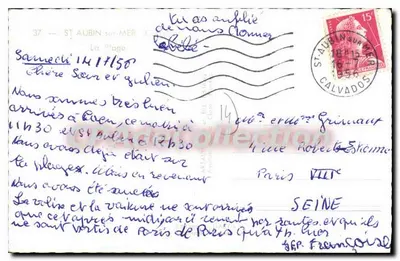 Playa de Saint-Aubin-sur-Mer — Hotel Belle Vue y Syndicat d'Initiative — Gaby — Reverso